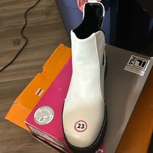 white leather high platform shoes